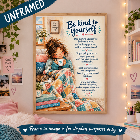Be Kind To Yourself Poem Self Care Mental Health Poster