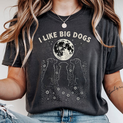 I Like Big Dogs Vintage Moon Wildflower Graphic Tee