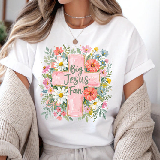 Big Jesus Fan Floral T-shirt