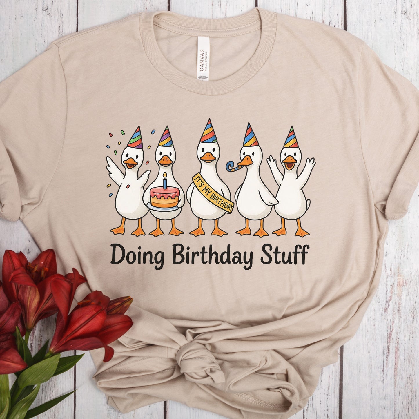 Doing Birthday Stuff Funny Ducks Unisex t-shirt