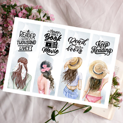 Printable Watercolor Woman With Reading Quotes Bookmarks- DIGITAL DOWNLOAD