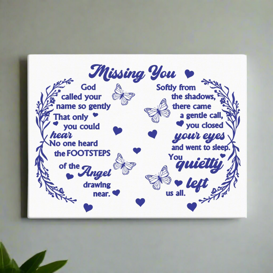 Memorial Poem Canvas, Missing You Poem Gift,  Mourning Poem Wall Art, Bereavement Gift