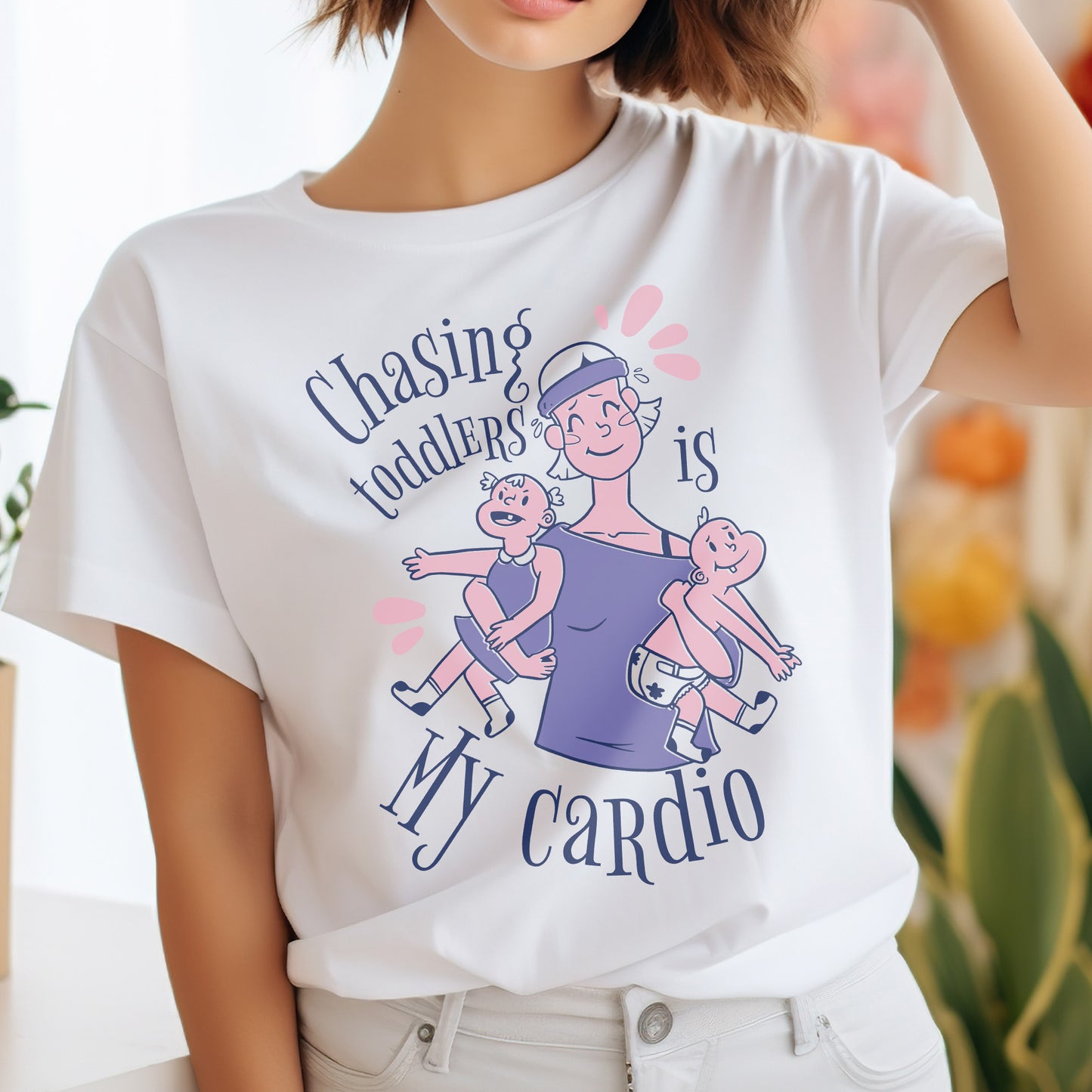 Chasing Toddlers is My Cardio Shirt, Funny Mom Shirt, Toddler Mom Gift, Toddler Mama T-Shirt, Cool Mom Present, Sarcastic Mom Tee