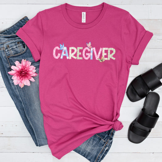 Caregiver T-Shirt with Butterflies