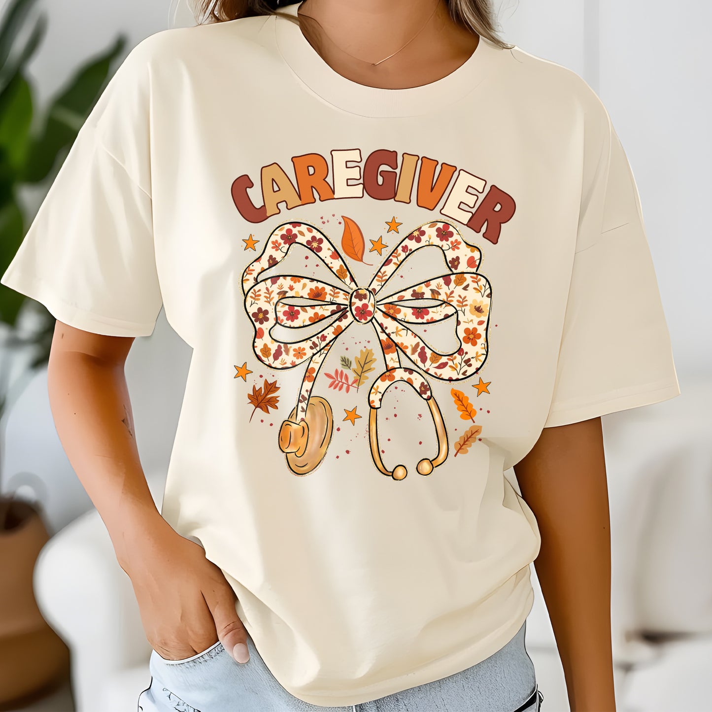Comfort Colors Fall Caregiver Stethoscope Coquette Heavyweight T-shirt