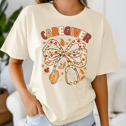 Comfort Colors Fall Caregiver Stethoscope Coquette Heavyweight T-shirt