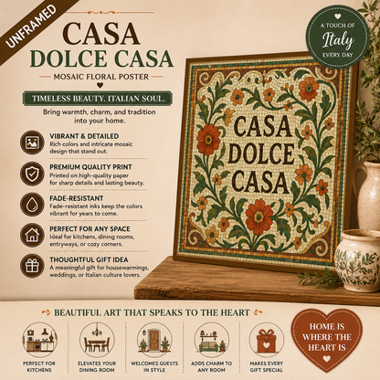 Casa Dolce Casa Mosaic Floral Poster (Unframed)