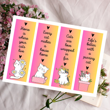 Printable Cute Cat Quotes Bookmarks- DIGITAL DOWNLOAD