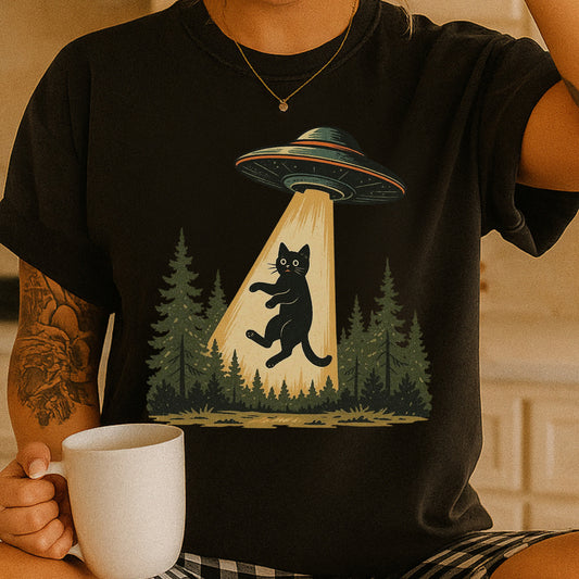 Comfort Colors Cat UFO Abduction T-Shirt