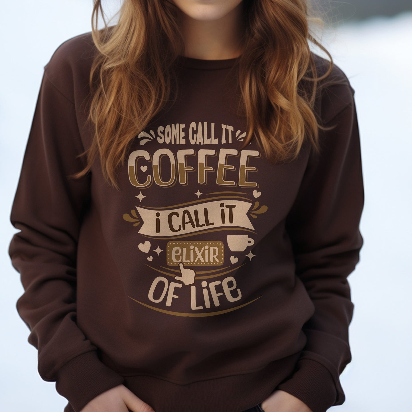 Coffee Sweatshirt, Coffee Lover Gift, Cappuccino Shirt, Fun Coffee Gift, Barista Gift, Elixir of Life, Coffee Graphic Tee