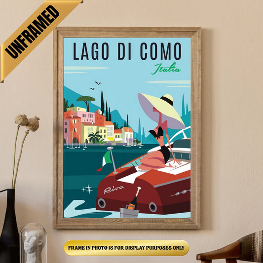 Lago di Como Italy Souvenir Vintage Poster UNFRAMED