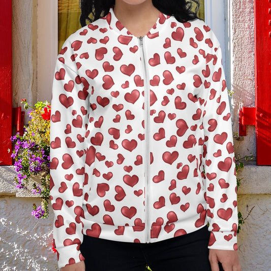 Red Hearts Bomber Jacket w/ 2 pockets
