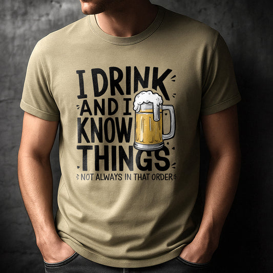 Comfort Colors “I Drink and I Know Things” Funny Beer Quote T-Shirt for Men