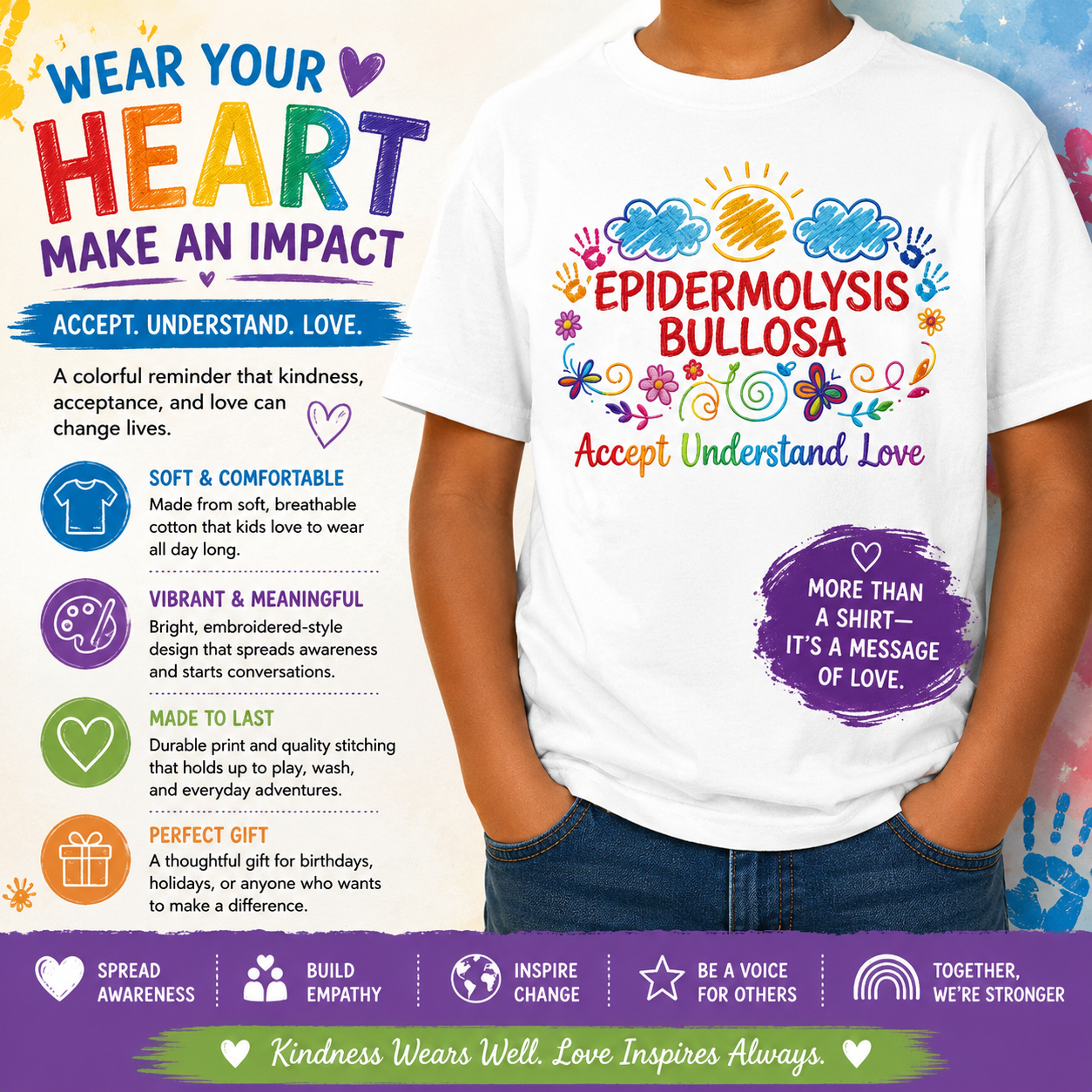 Epidermolysis Bullosa Accept Understand Love Youth classic tee