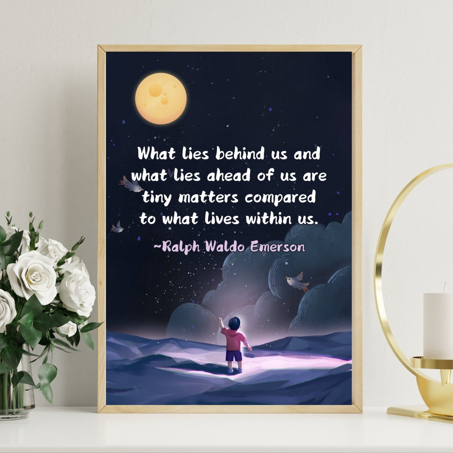 Ralph Waldo Emerson Quote Poster, Personal Growth Art, Motivational Decor, Mental Health Gift UNFRAMED