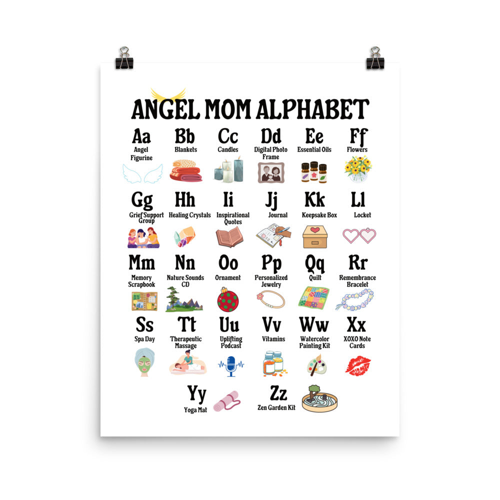 Angel Mom Alphabet Poster,  Bereaved Mom Gift, Grieving Mom Gift, Sympathy Gift