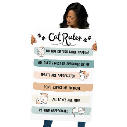 Cat Rules Poster Cat Lover Gift Cute Kitty Poster Gift for Cat Mom