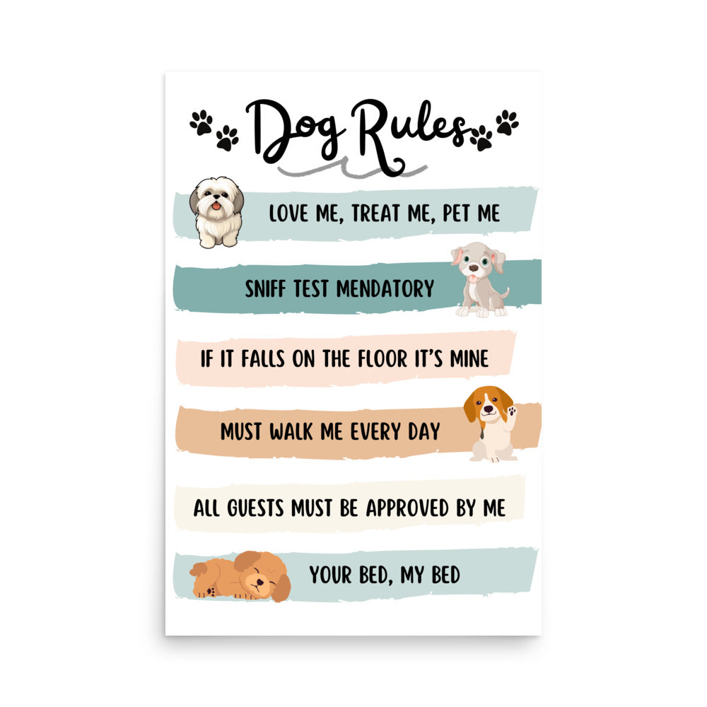 Dog Rules Poster Dog Lover Gift Cute Doggy Poster Gift for Dog Mom
