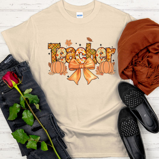 Cute Fall Coquette Teacher Shirt