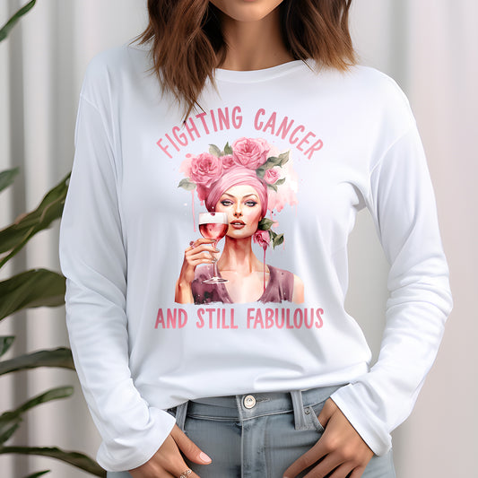 Fighting Cancer Shirt, Breast Cancer Shirt, October Pink Month, Cancer Awareness Long Sleeve Tee