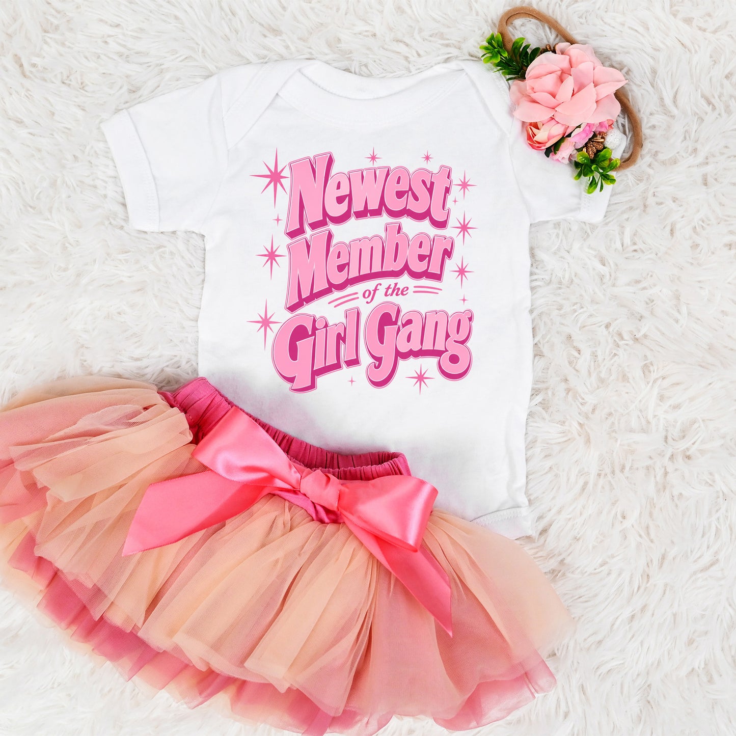 Newest Member Of The Girl Gang Baby Short Sleeve One Piece