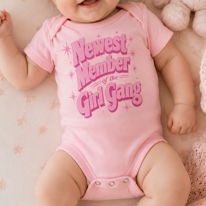 Newest Member Of The Girl Gang Baby Short Sleeve One Piece