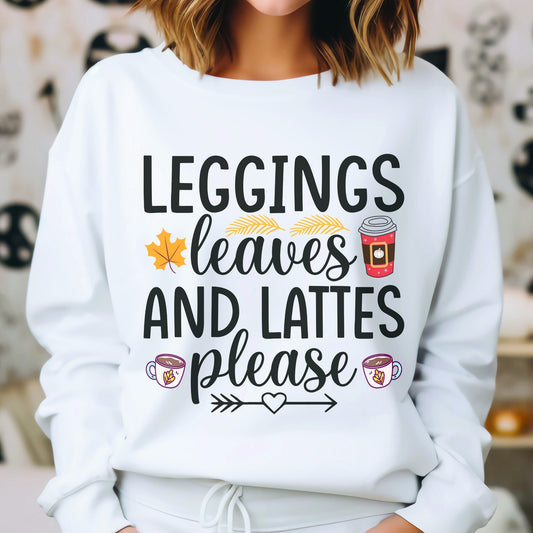 Leggings Leaves & Lattes Fall Sweatshirt