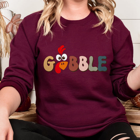 Cozy Thanksgiving Turkey Gobble Sweatshirt