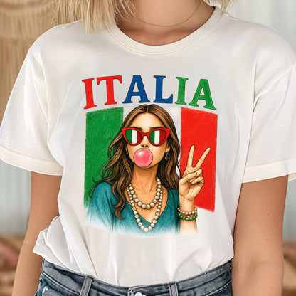 Fun Italia Bubble Gum Girl Peace Sign T-shirt