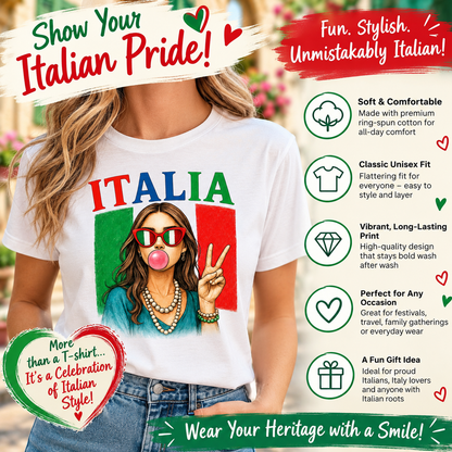 Fun Italia Bubble Gum Girl Peace Sign T-shirt