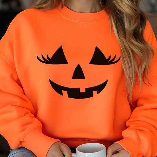 Halloween Sweatshirt with Cute Jack-O-Lantern Girl