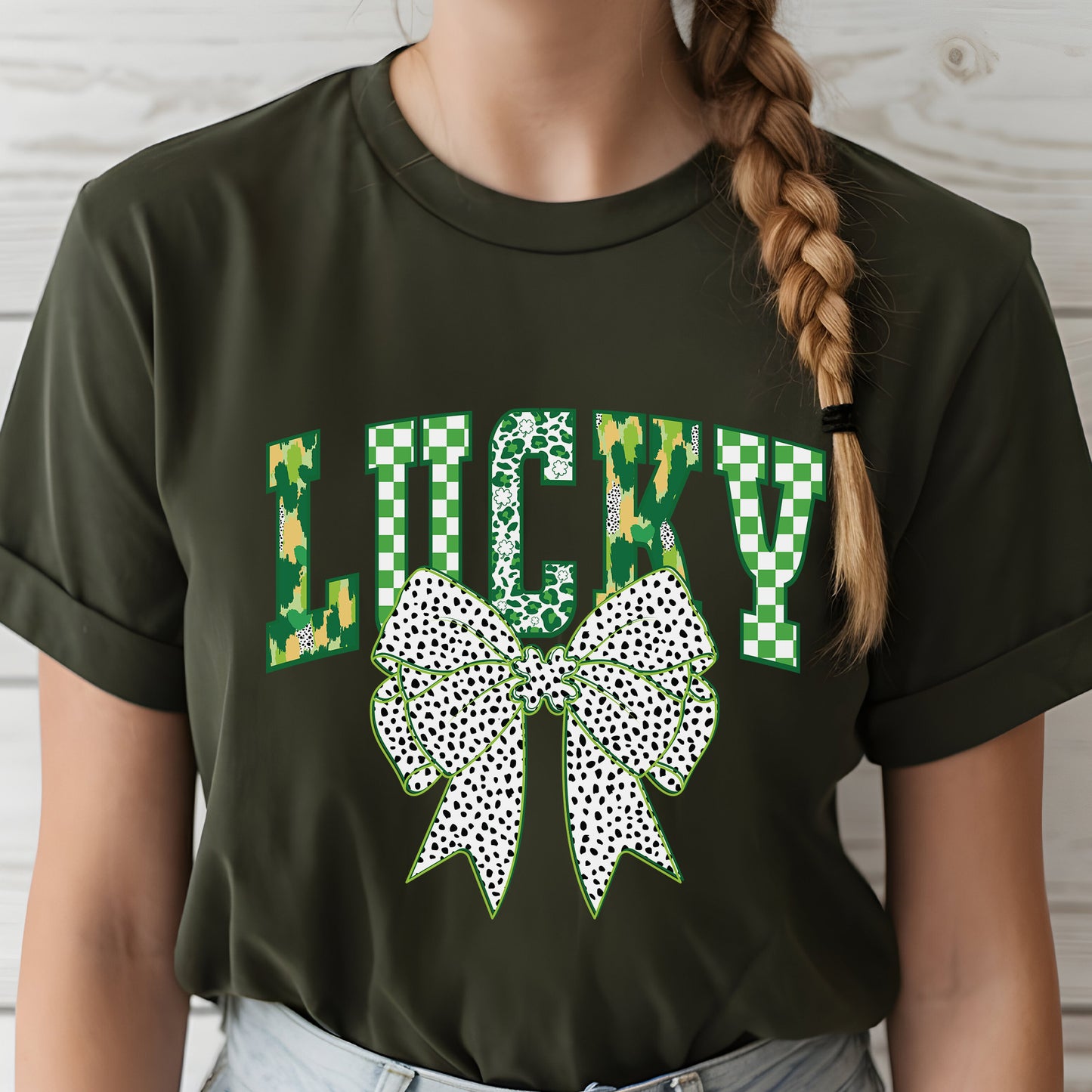 Lucky T-Shirt, Green Coquette Bow Shirt, St Patrick's Day Gift, Feeling Lucky Gift, St Patty's Tee