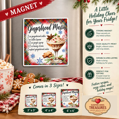 Gingerbread Martini Christmas Recipe Die Cut Fridge Magnet