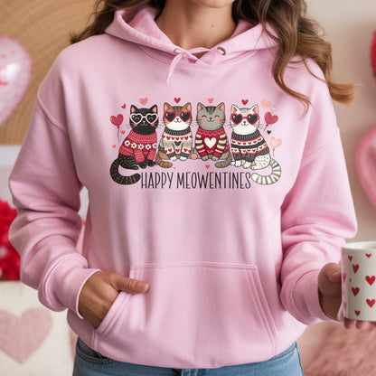 Happy Meowentines Valentine's Day for Cat Lovers Hoodie