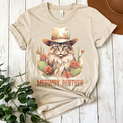 Cowboy Cat Shirt, Funny Cat Shirt, Country Western Top, Kitty Tee, Funny Cat Tee, Cat Lovers Tee, Meowdy Partner Shirt