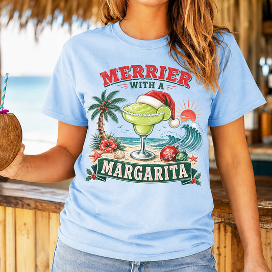 Merrier With A Margarita Tropical Island Christmas Cruise T-Shirt