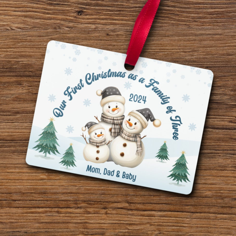 Family of Three Ornament, Baby's First Christmas, New Family Keepsake Gift, New Parents Ornament