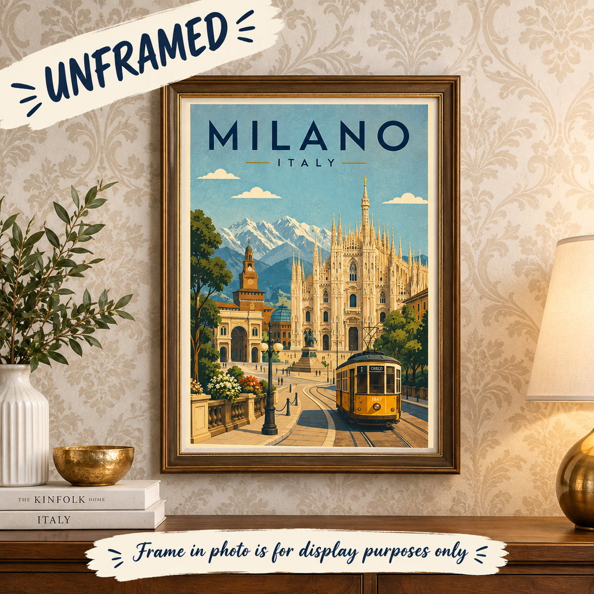 Milano Italy Vintage Style Travel Art Poster (Unframed)