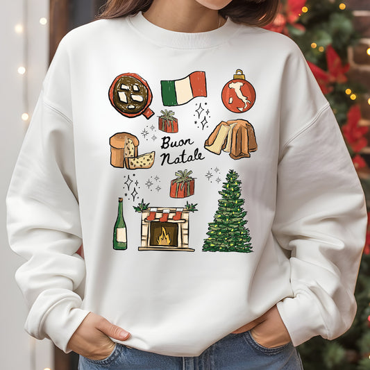 "Buon Natale" Italian Family Christmas Doodles Sweatshirt