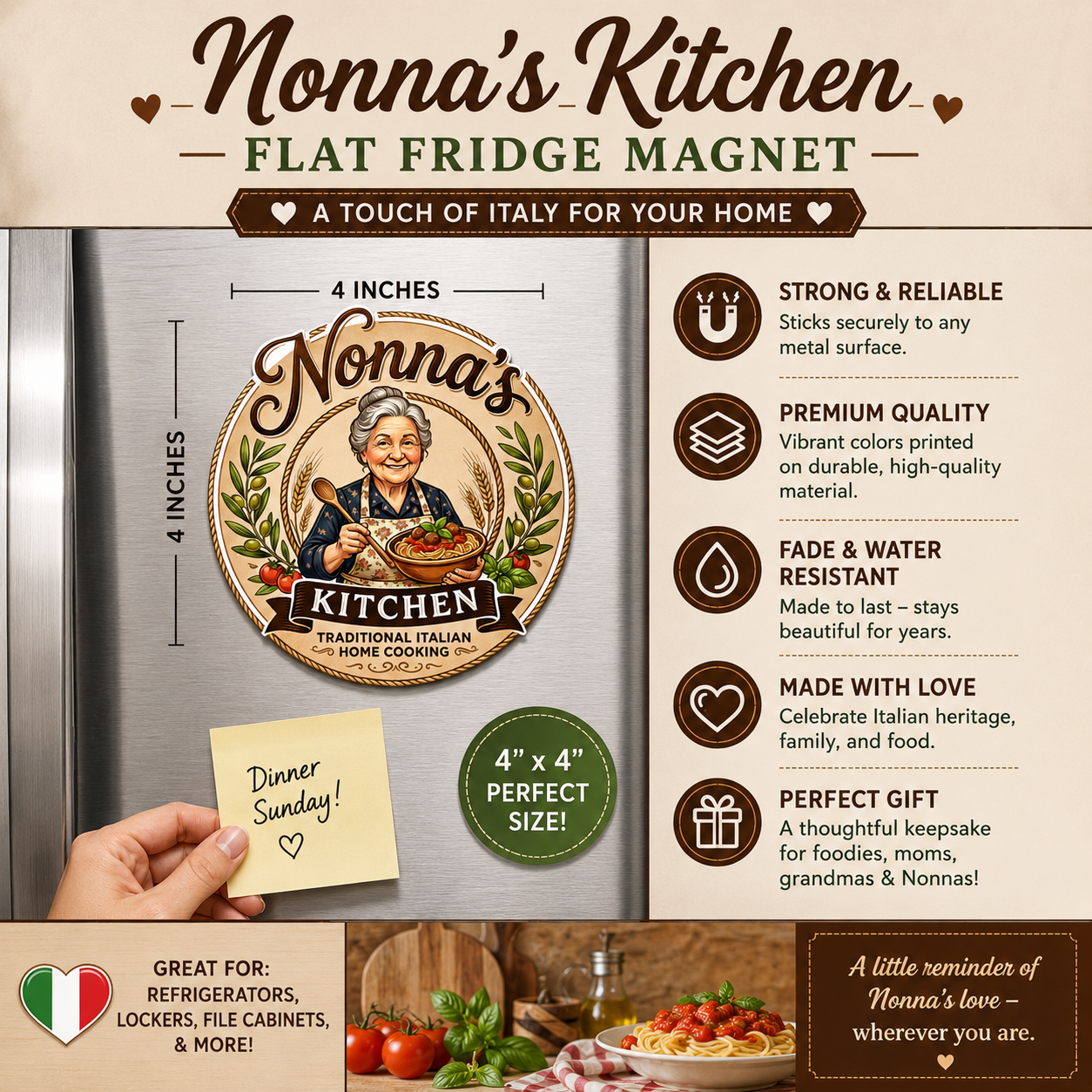 Nonna's Kitchen Fridge Magnet