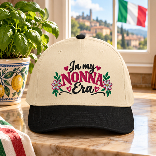 Embroidered In My Nonna Era Floral Italian Grandma Baseball Cap