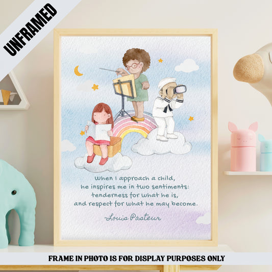 Children’s Inspirational Poster with Louis Pasteur Quote