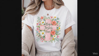 Big Jesus Fan Floral T-shirt