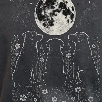 I Like Big Dogs Vintage Moon Wildflower Graphic Tee