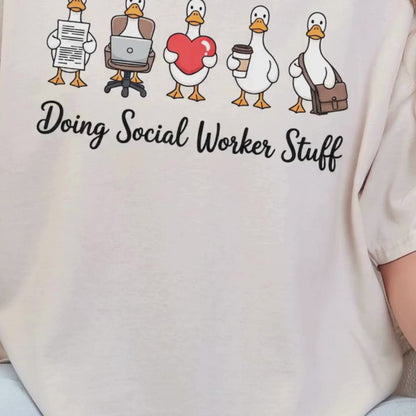Doing Social Work Stuff Cute Ducks T-Shirt
