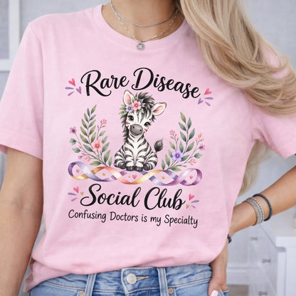 Rare Disease Social Club Funny Zebra Tee, Confusing Doctors Is My Specialty Chronic Illness Warrior T-Shirt