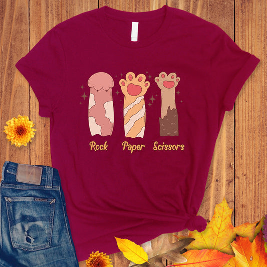 Funny Cat Lover Gift, Rock Paper Scissors Cat Paw Shirt, Gift for Cat Lovers, Cat Mom Gift, Cute Cat Paws Tee