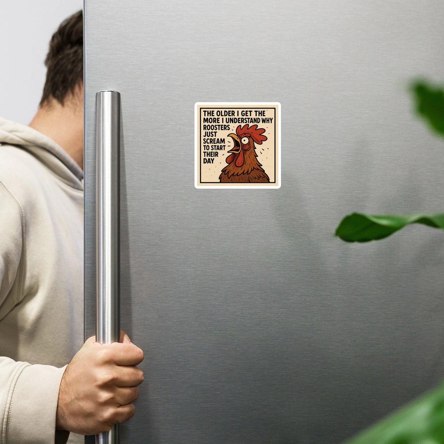 Funny Rooster "Not a Morning Person" Magnet