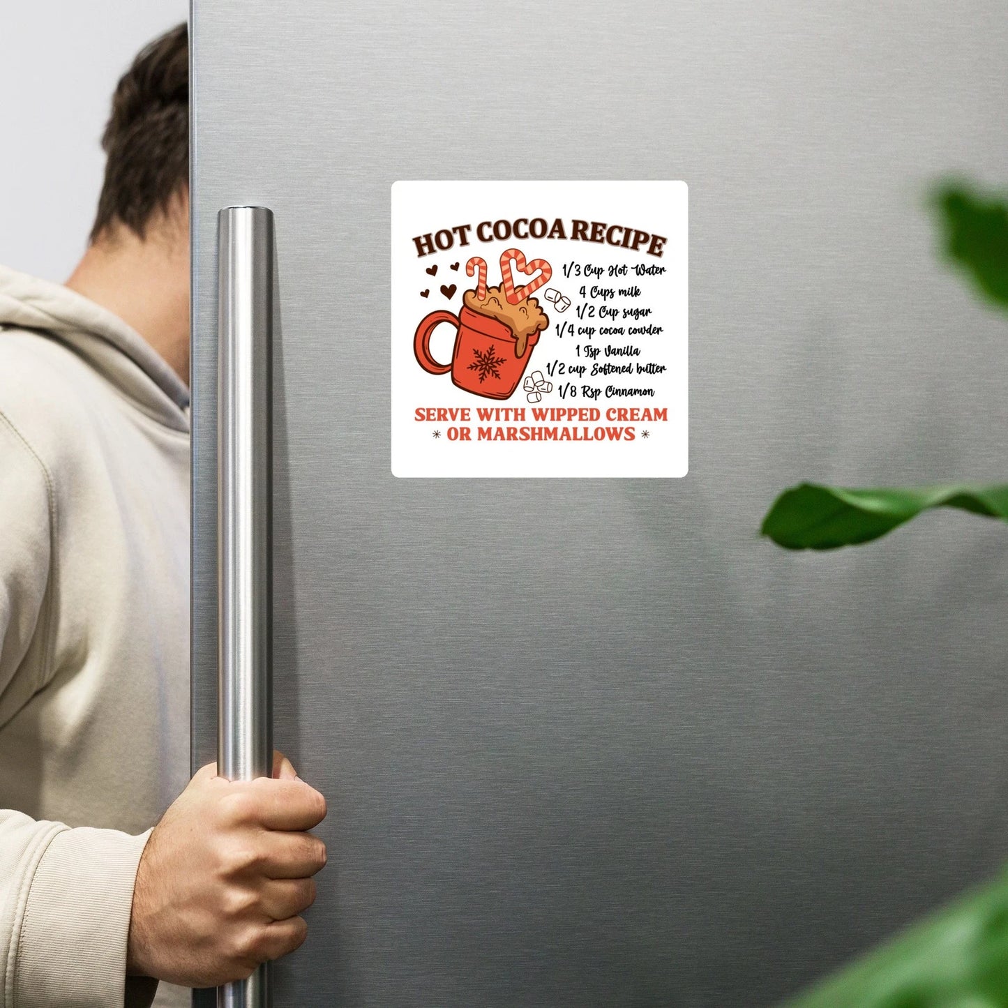 Hot Cocoa Recipe Christmas Magnet