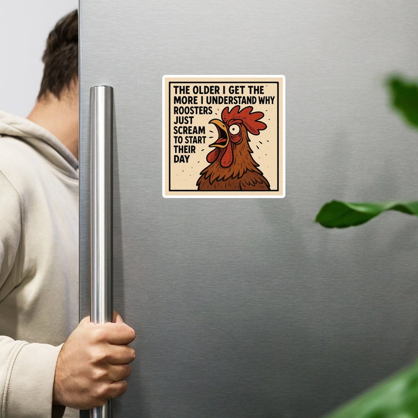 Funny Rooster "Not a Morning Person" Magnet